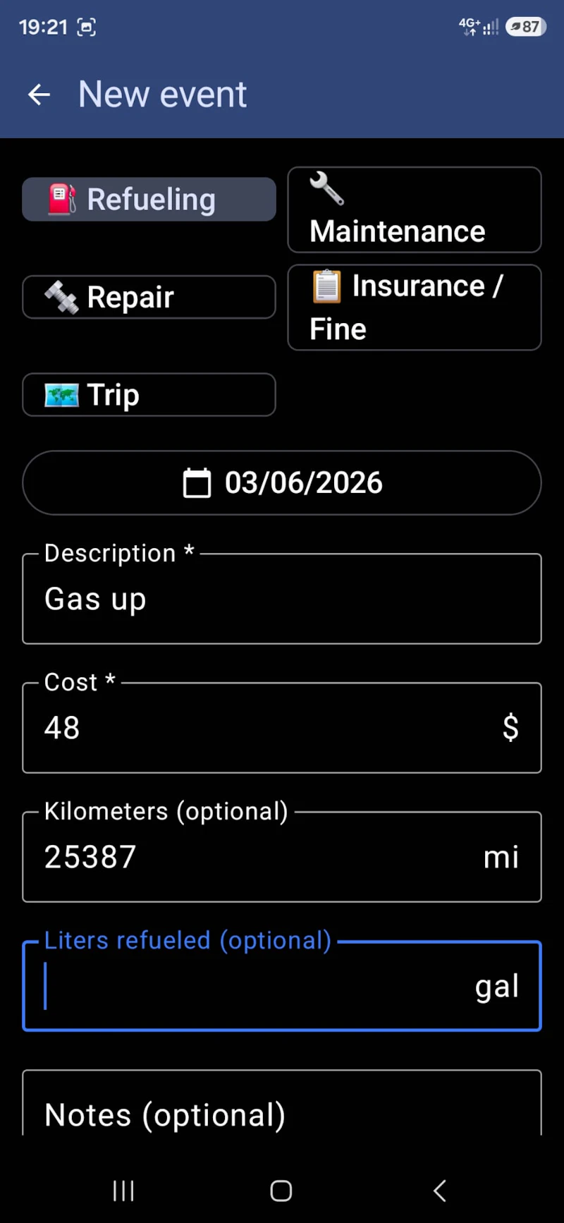 Car Diary – Vehicle Logbook screenshot 2