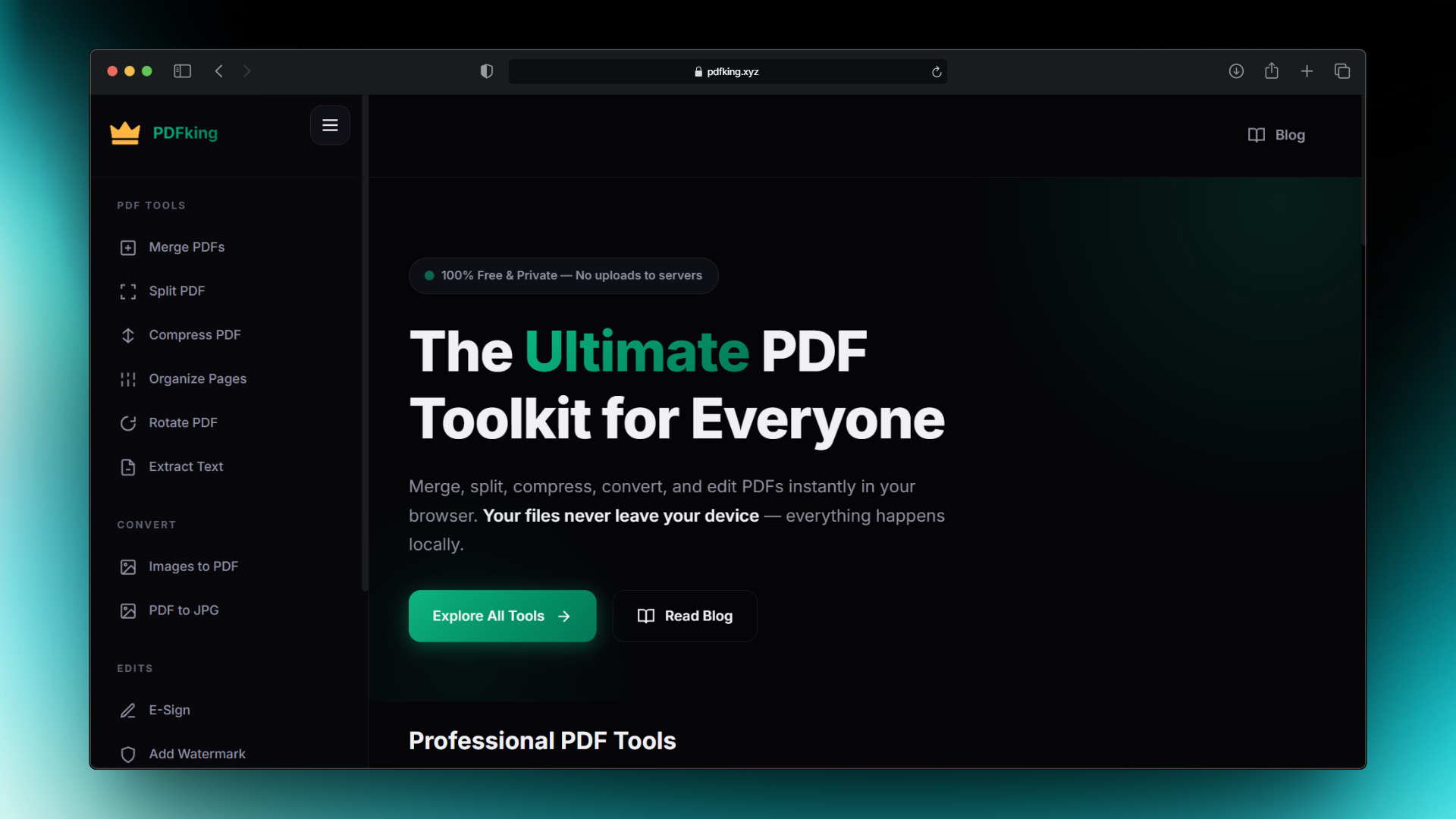 PDFking - Main product screenshot demonstrating key features and user interface