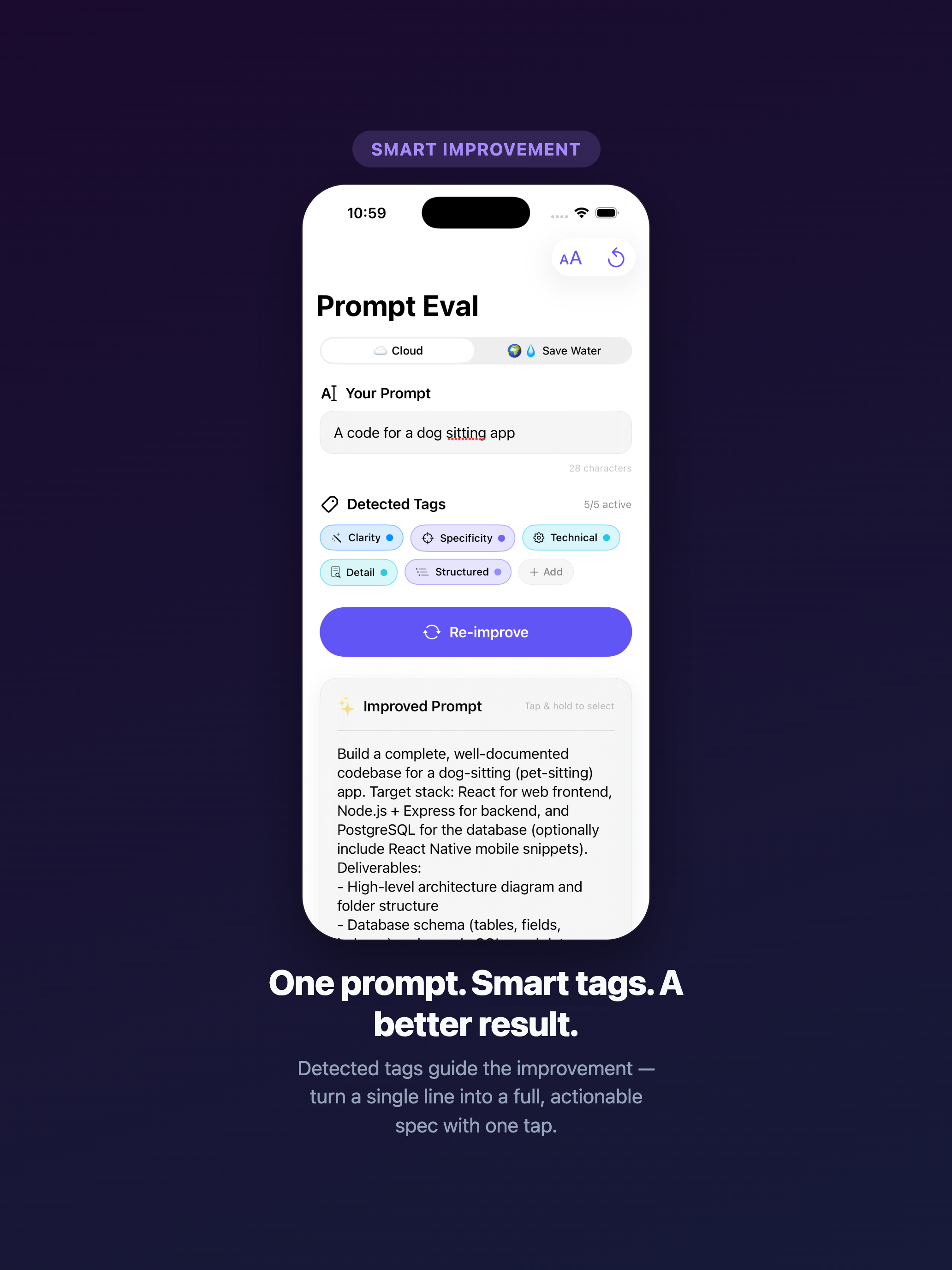 Prompt Eval - Main product screenshot demonstrating key features and user interface