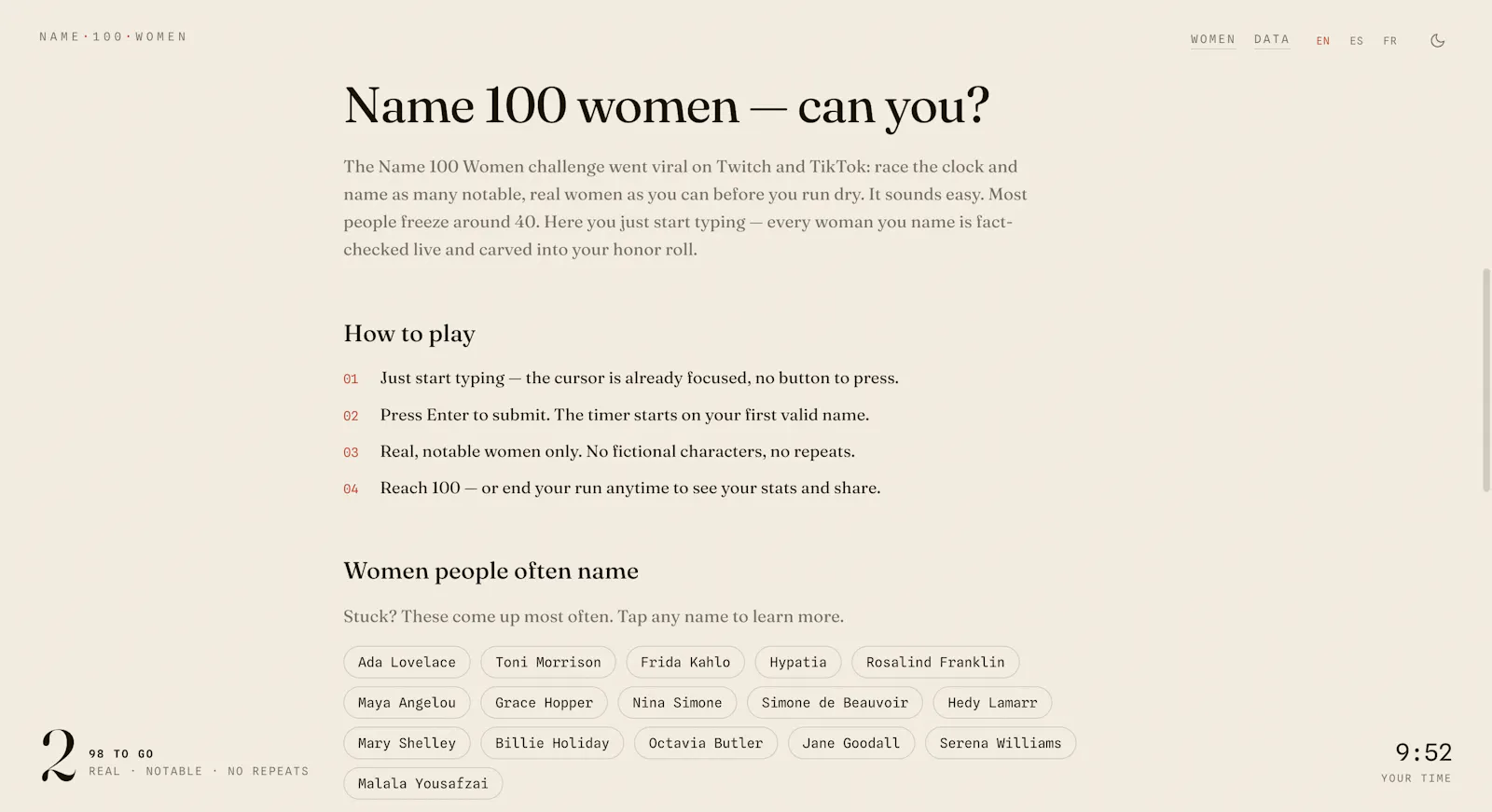 Name 100 Women screenshot 3