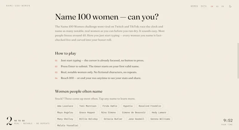 Name 100 Women screenshot 3