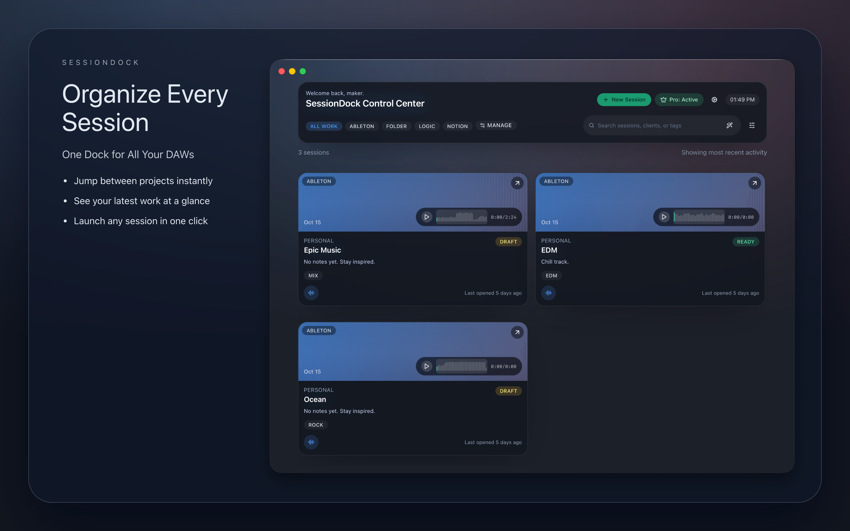 SessionDock gallery image