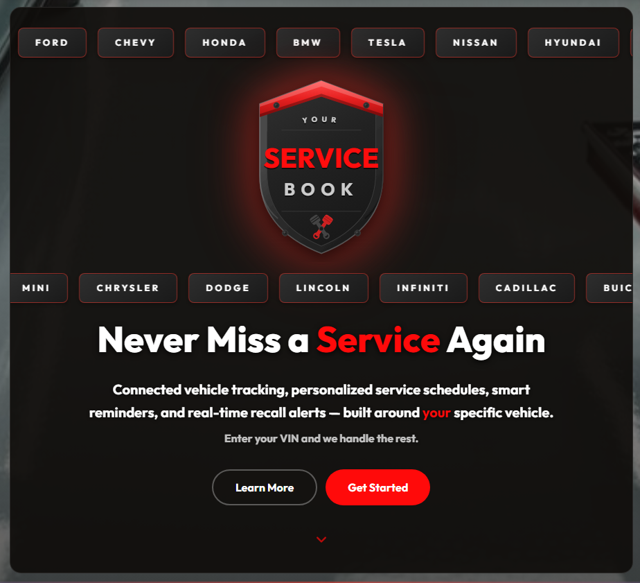 Your Service Book - Main product screenshot demonstrating key features and user interface