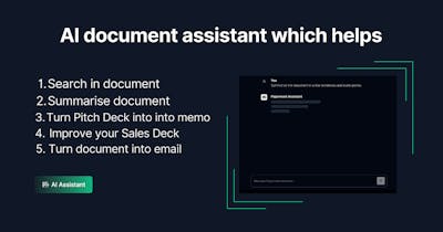 Imagem que representa a interface do usuário do Papermark AI com uma consulta de documento sendo respondida pelo assistente de IA.