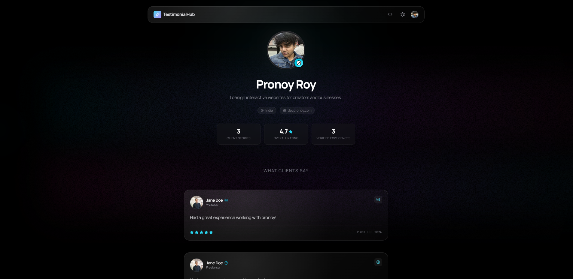 Testimonial Hub - Screenshot 3 showing product features and functionality