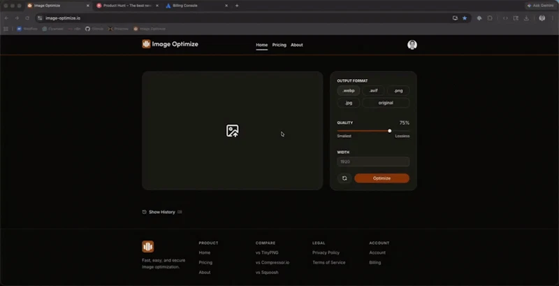 Image Optimize screenshot 1 (video preview)