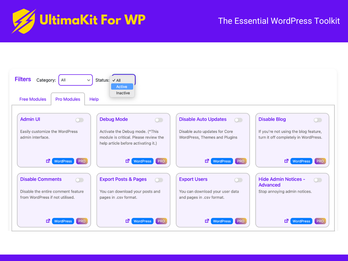 Media Ultimakit untuk WP - Toolkit WordPress Essential 4