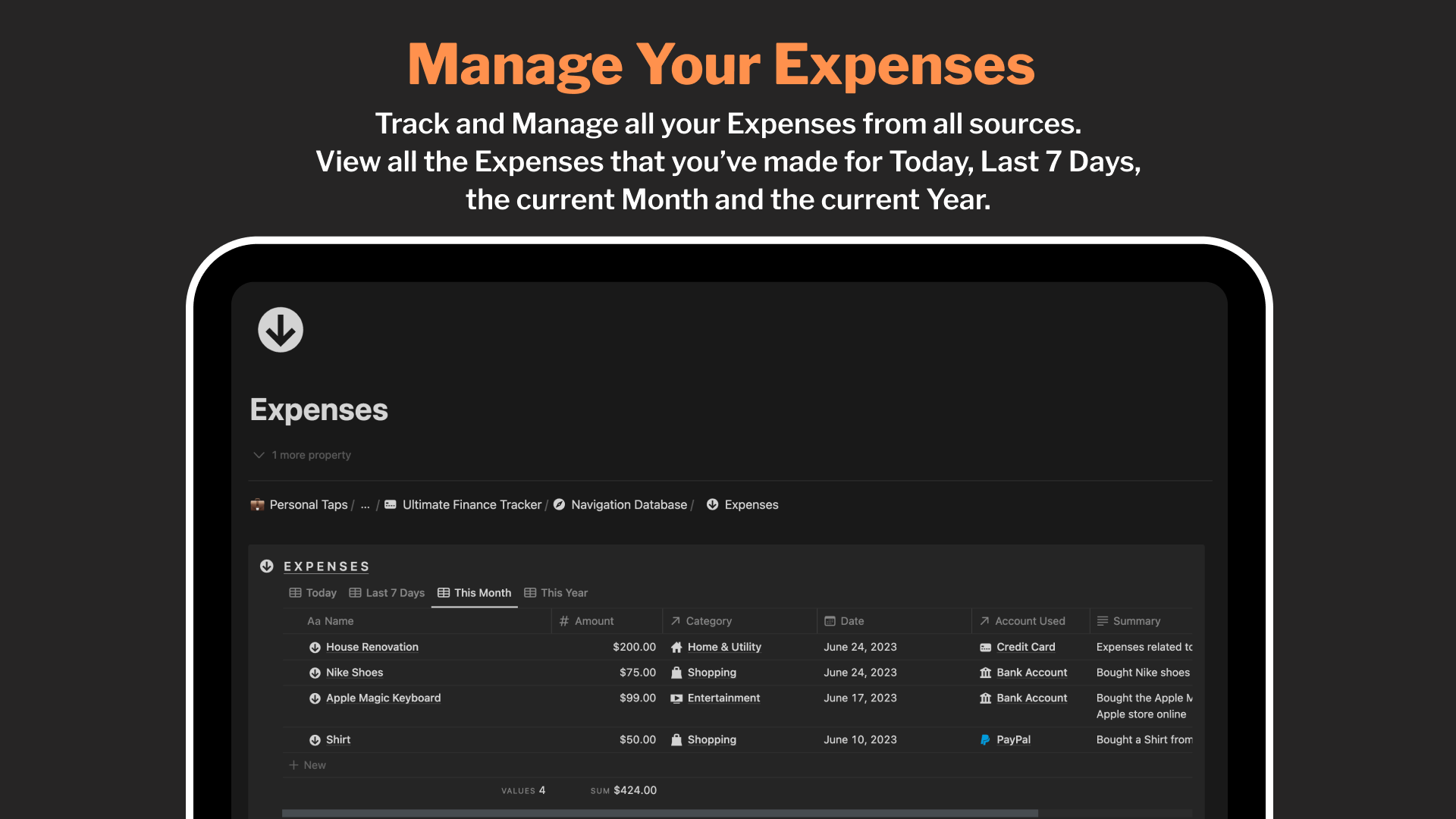 Notion Ultimate Finance Tracker gallery image