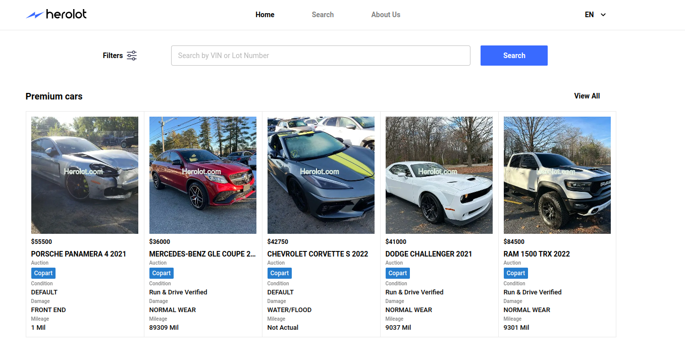 startuptile Herolot-Check history of the Copart auction cars/lots