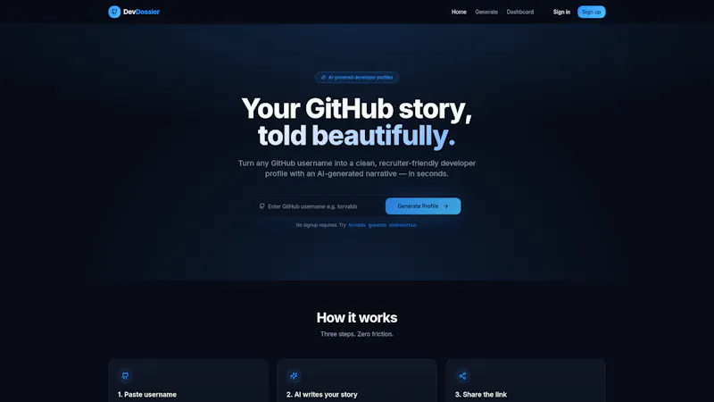 DevDossier - Your GitHub story screenshot 1