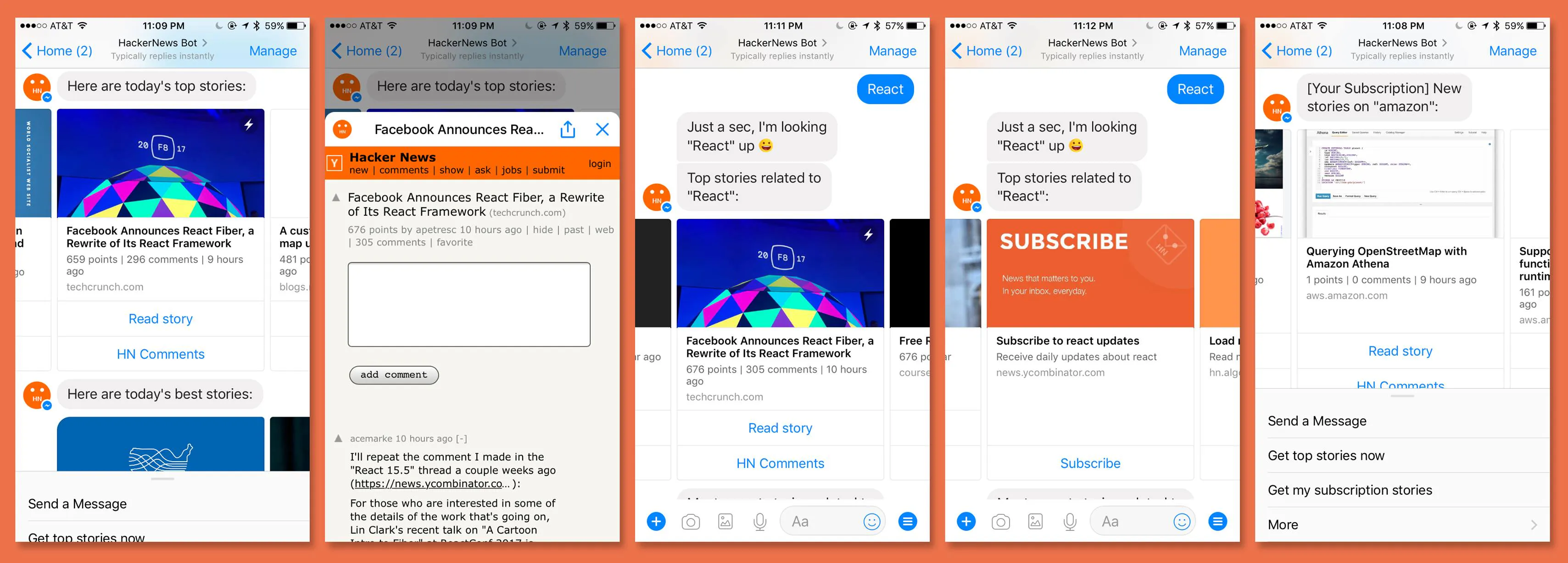 Hacker News Bot for Facebook Messenger