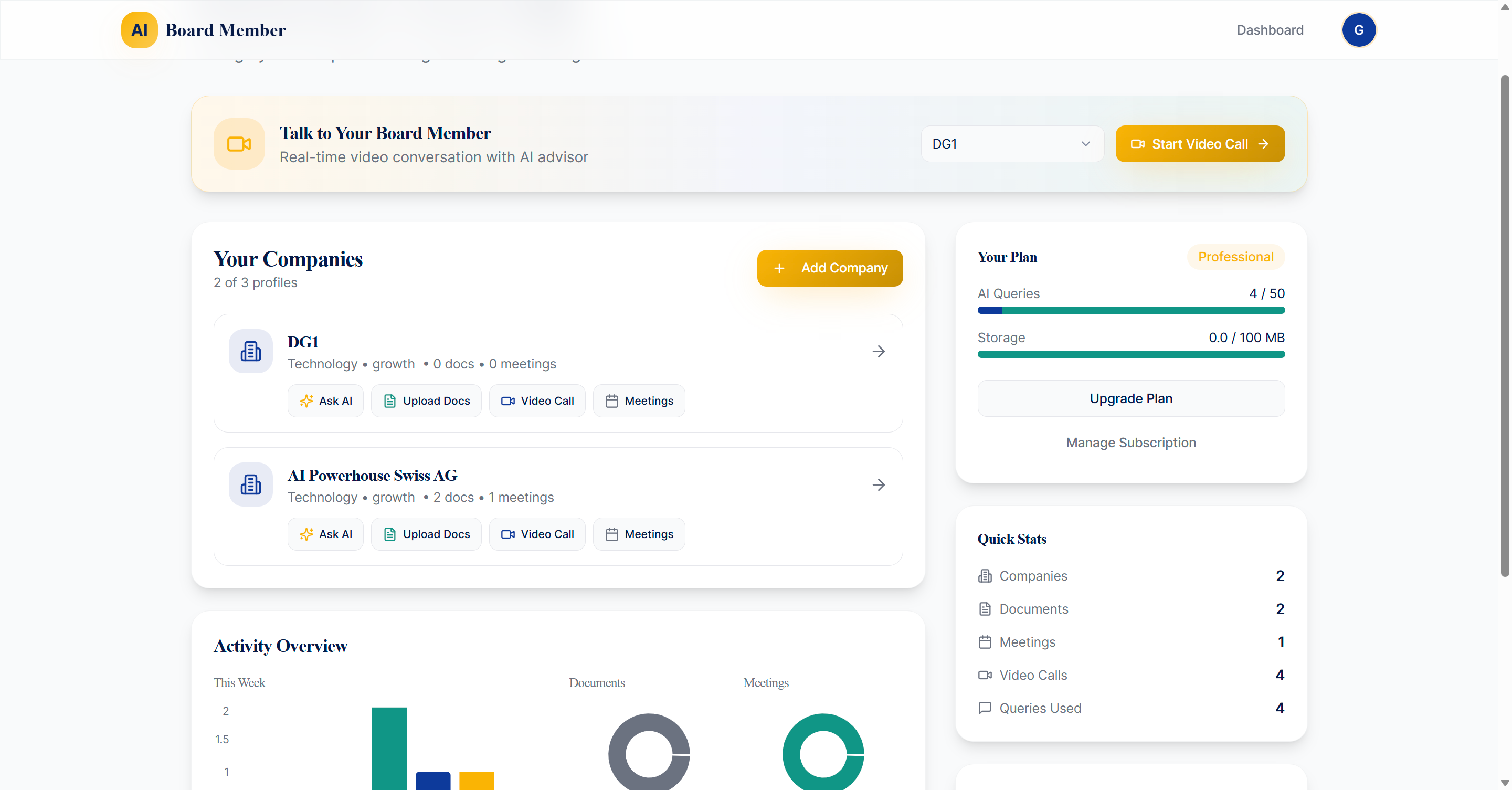 AI Board Advisor: 24/7 - Main product screenshot demonstrating key features and user interface