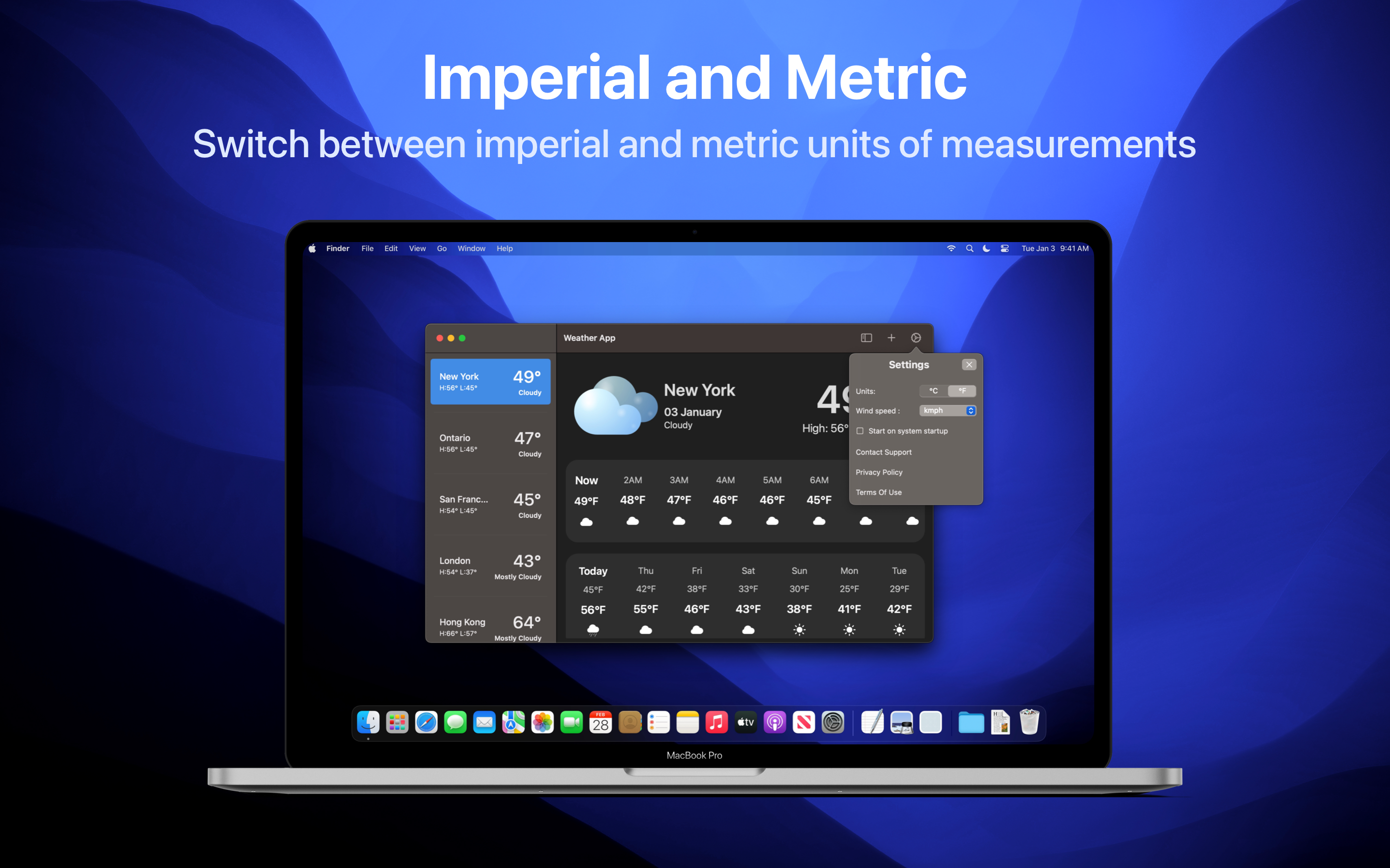 Media Aplikasi ramalan cuaca: bar menu 2