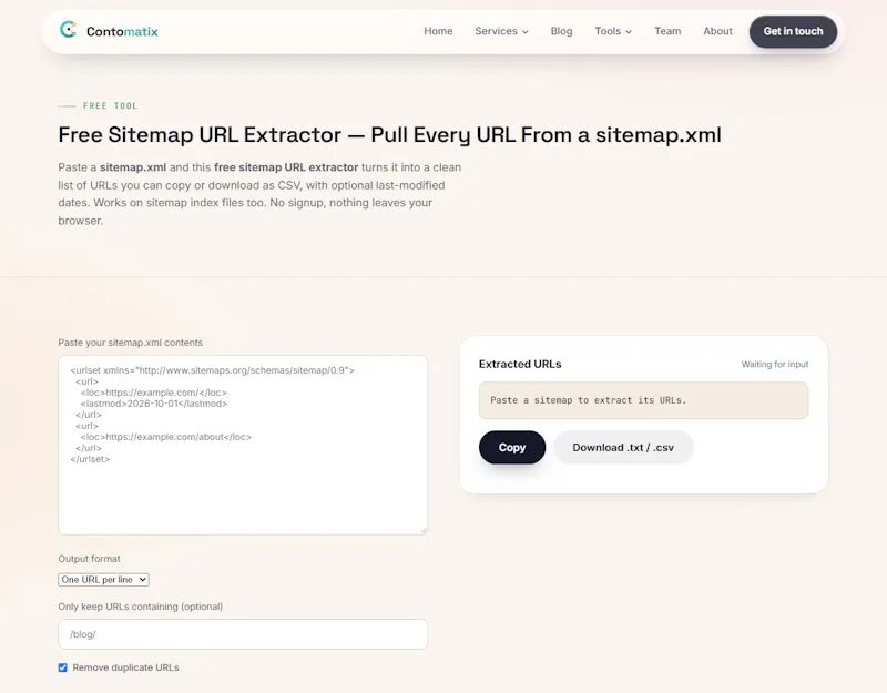 Contomatix Sitemap URL Extractor screenshot 3
