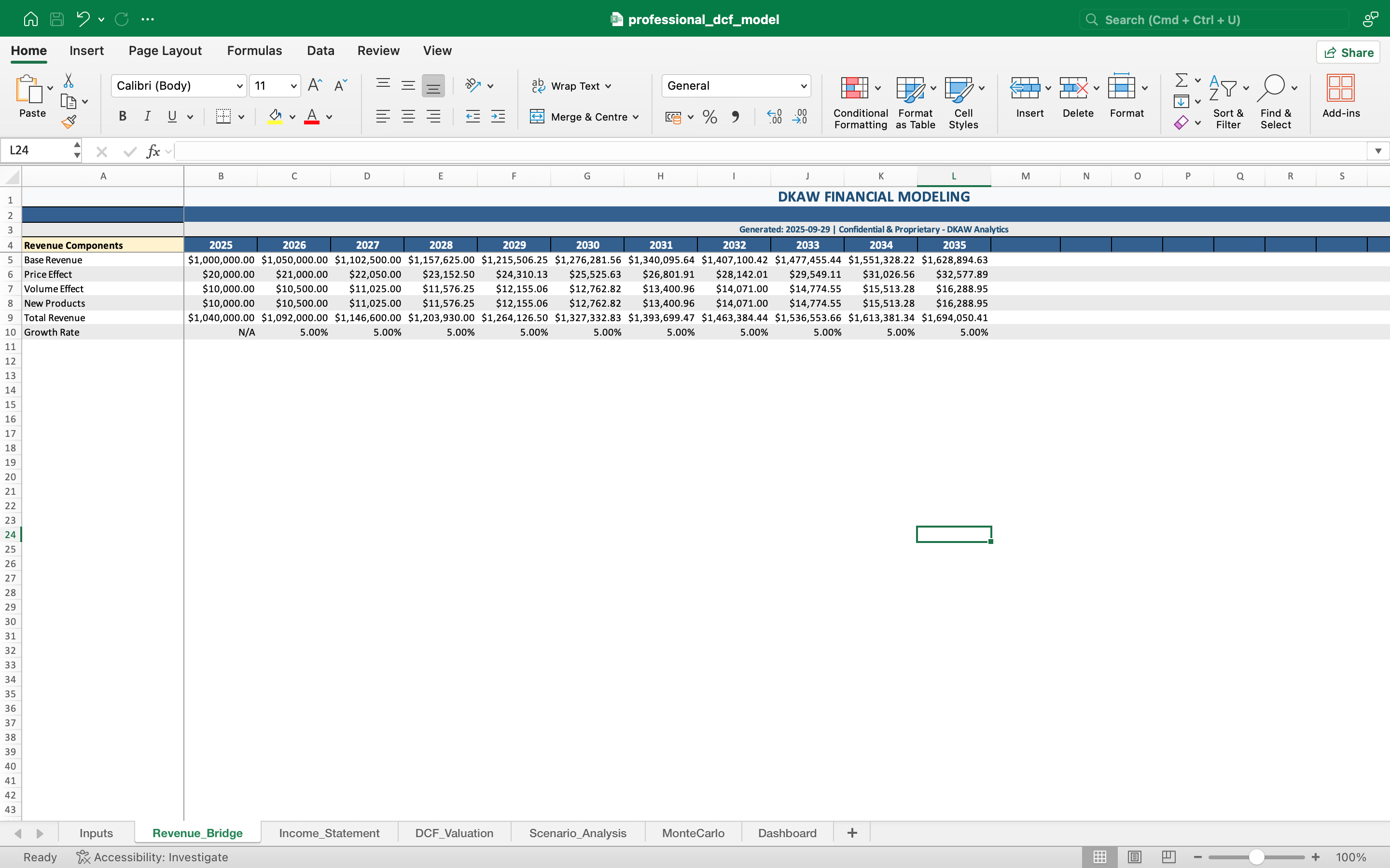 Média Modèle DCF avec simulation Monte Carlo - modèle Excel, Monte Carlo, services financiers 3