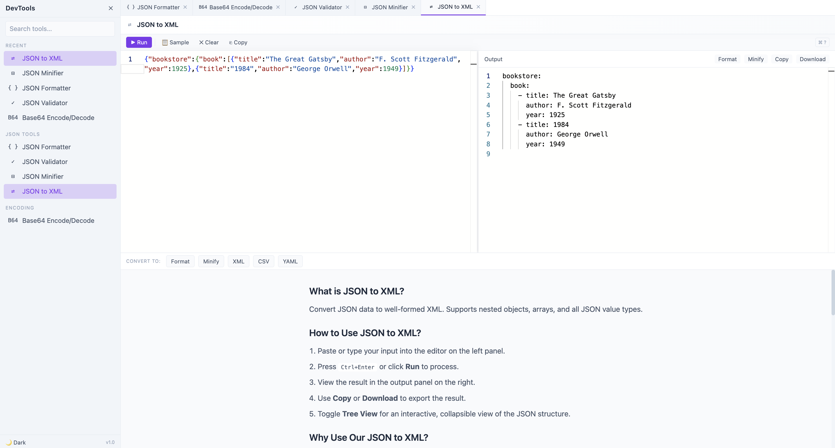DevTools Workspace formatterjson.org gallery image