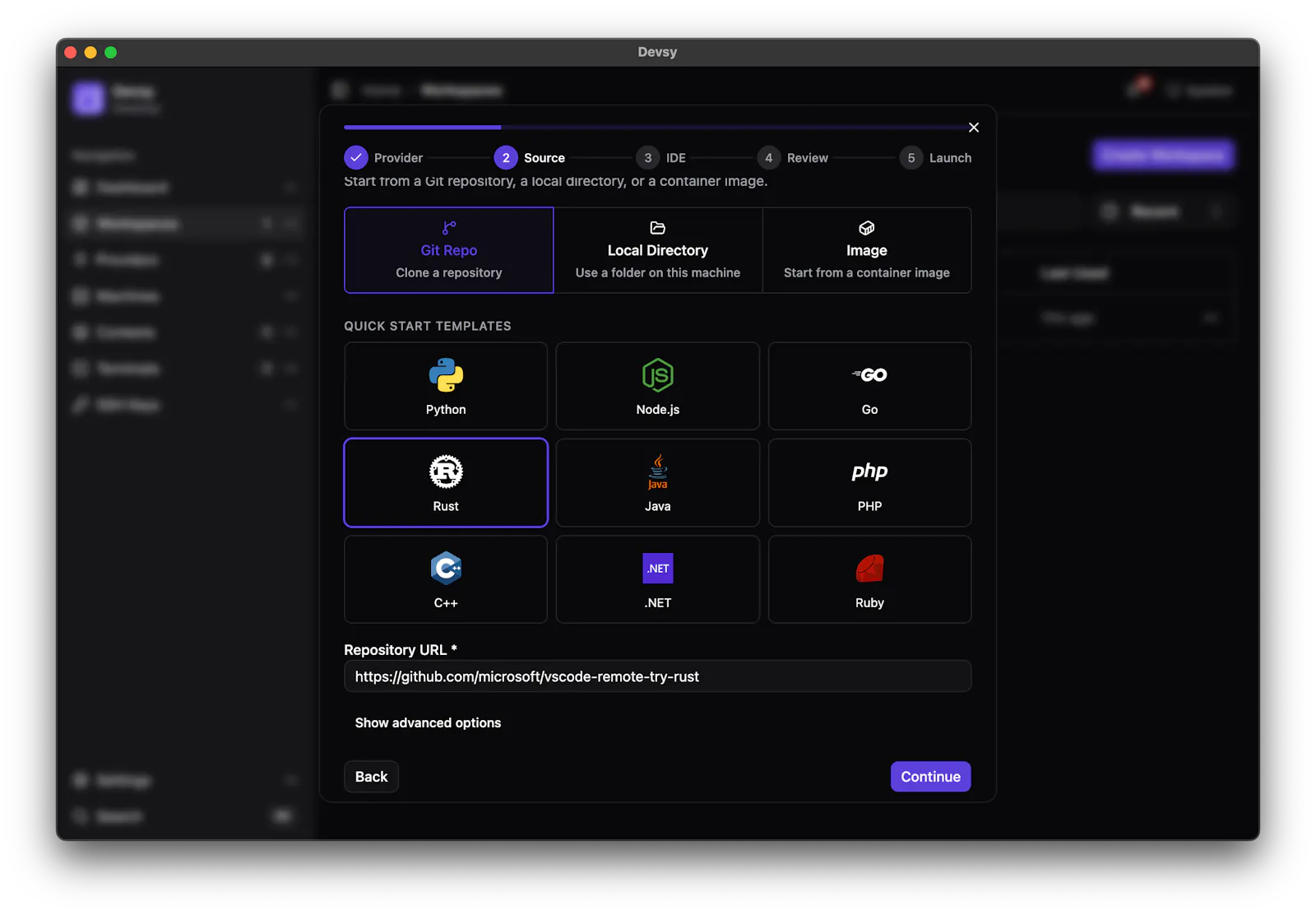 Devsy screenshot 2