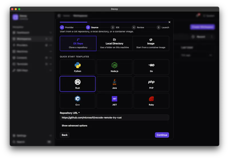 Devsy screenshot 2