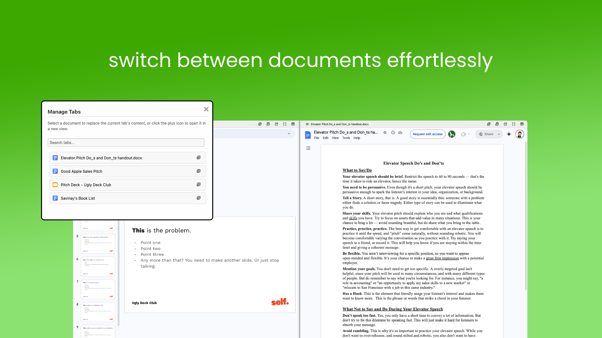 Google Docs SplitView - ドキュメント、シート、スライドを1つのタブで並べて開きますメディア3