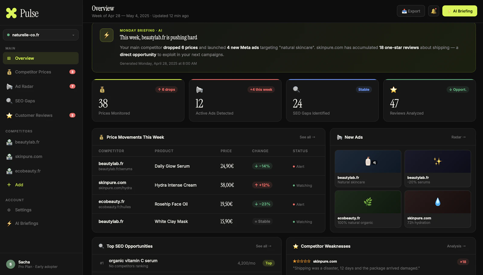 Pulse — Veille concurrentielle Shopify screenshot 1