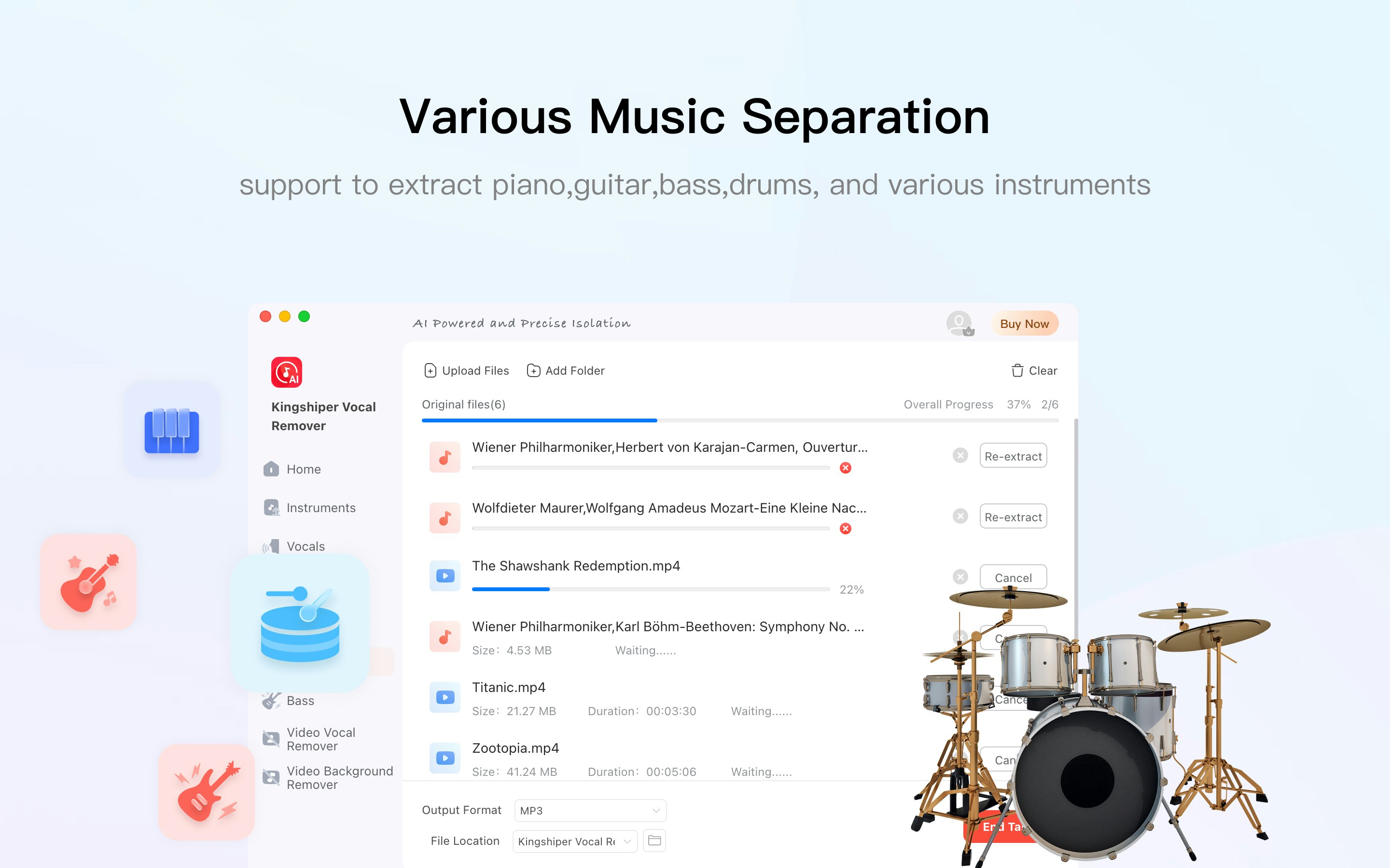 Remover vocale di Kingshiper per Mac - Rimuovi la voce/strumentali dalle tracce video e audio su Mac media 5
