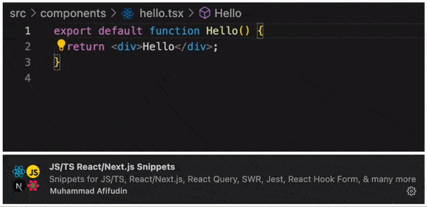 VScode JS/ts react/next.js fragmenten - Fragmenten voor JS/TS, React/Next.js, React Query, SWR, en meer media 4