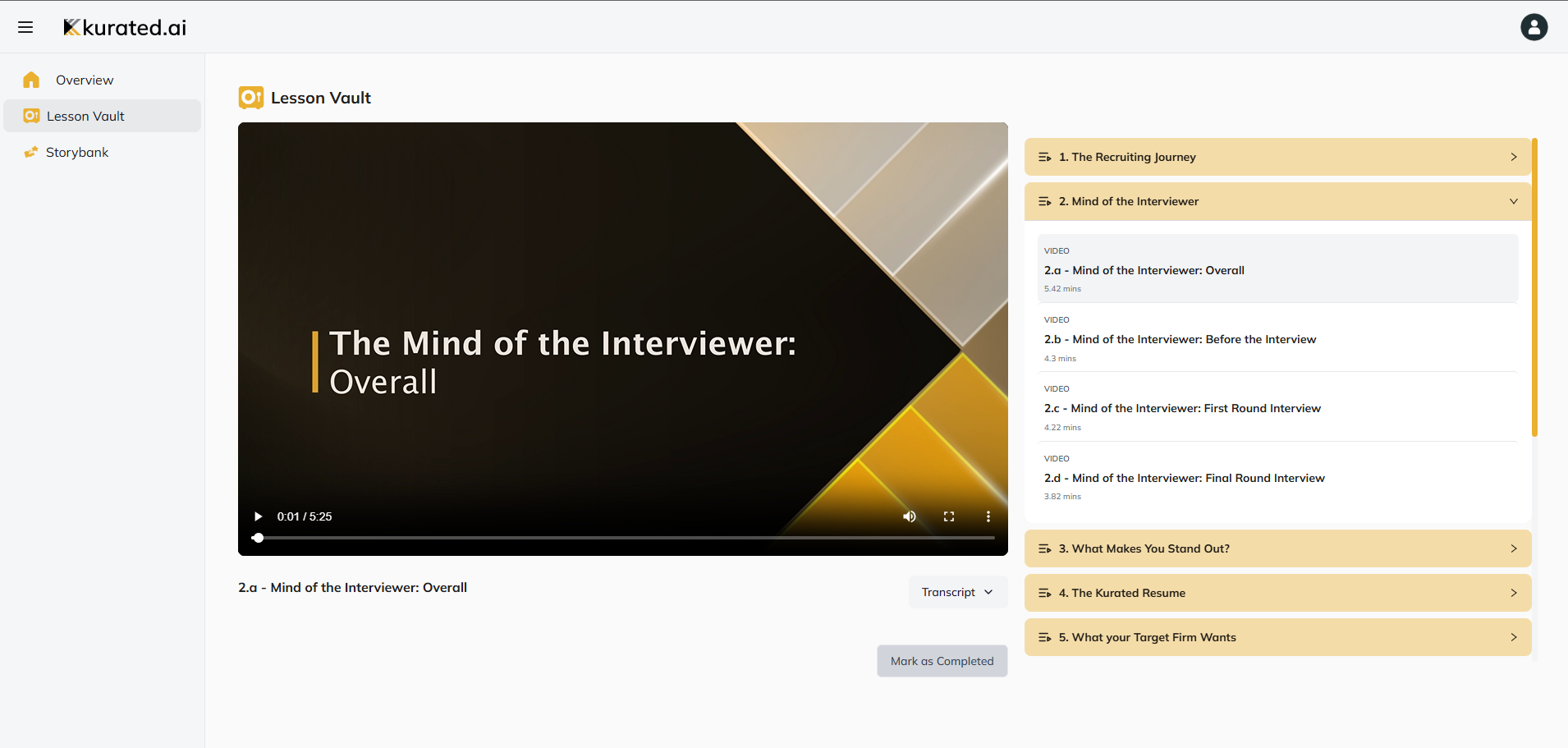 Kurated Interview  - Screenshot 2 showing product features and functionality