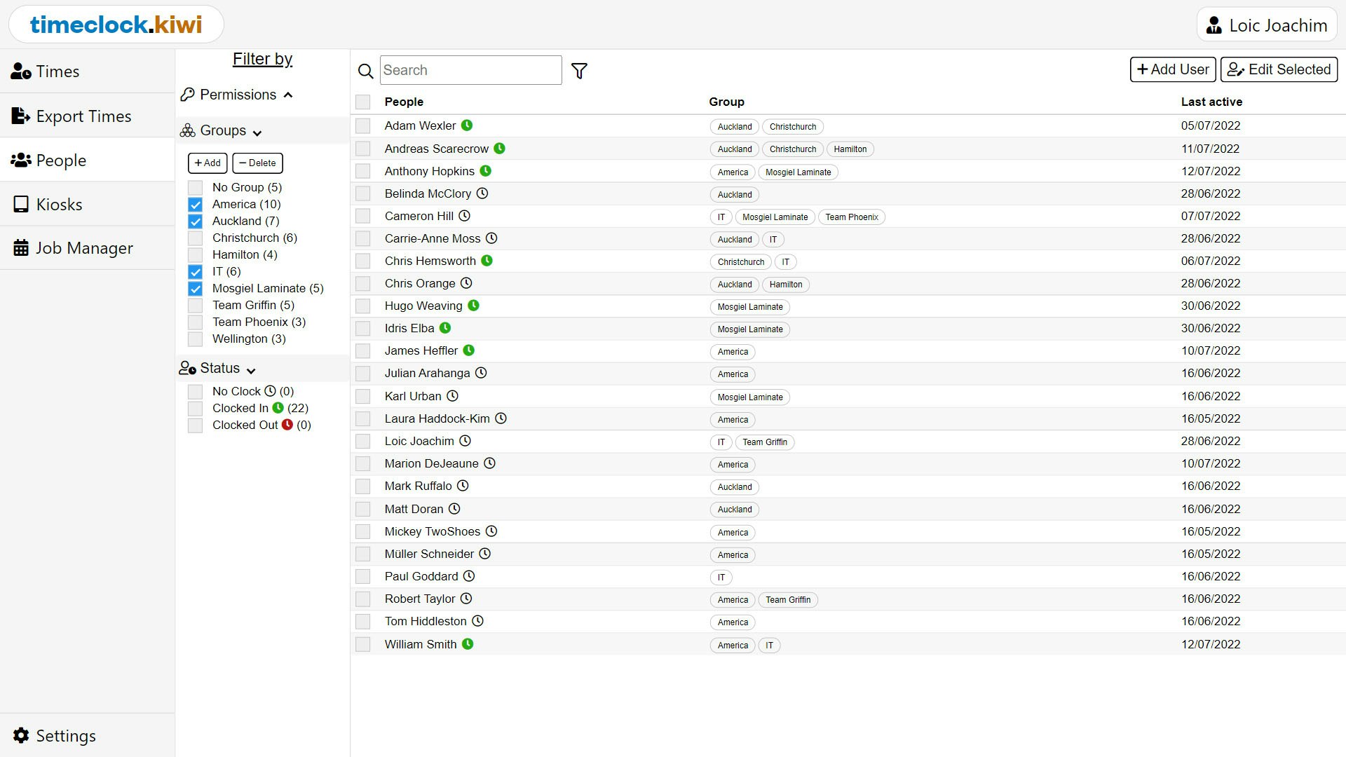 Mídia 3 de Timeclock.Kiwi - Um sistema de relógio de tempo de nuvem