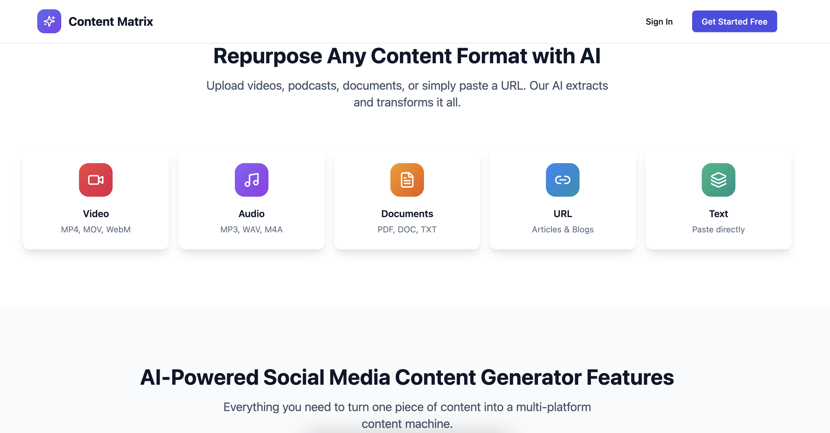 Content Matrix Generator - Screenshot 2 showing product features and functionality
