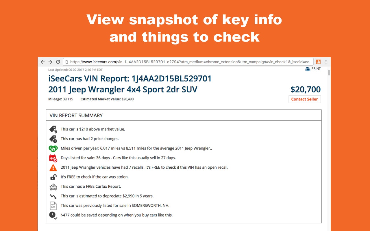Free Vehicle Report for Any Car - Chrome Extension gallery image