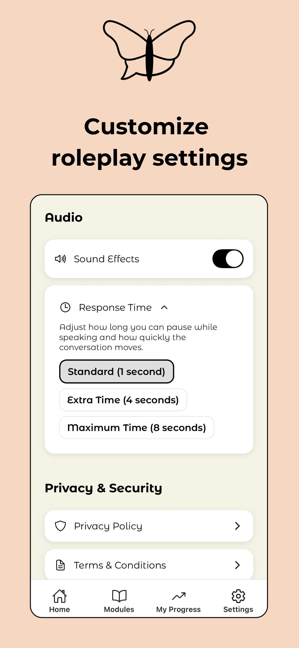 Chatterfly Social Skills App - Screenshot 4 showing product features and functionality