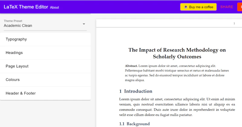 LaTeX Theme Editor screenshot 1