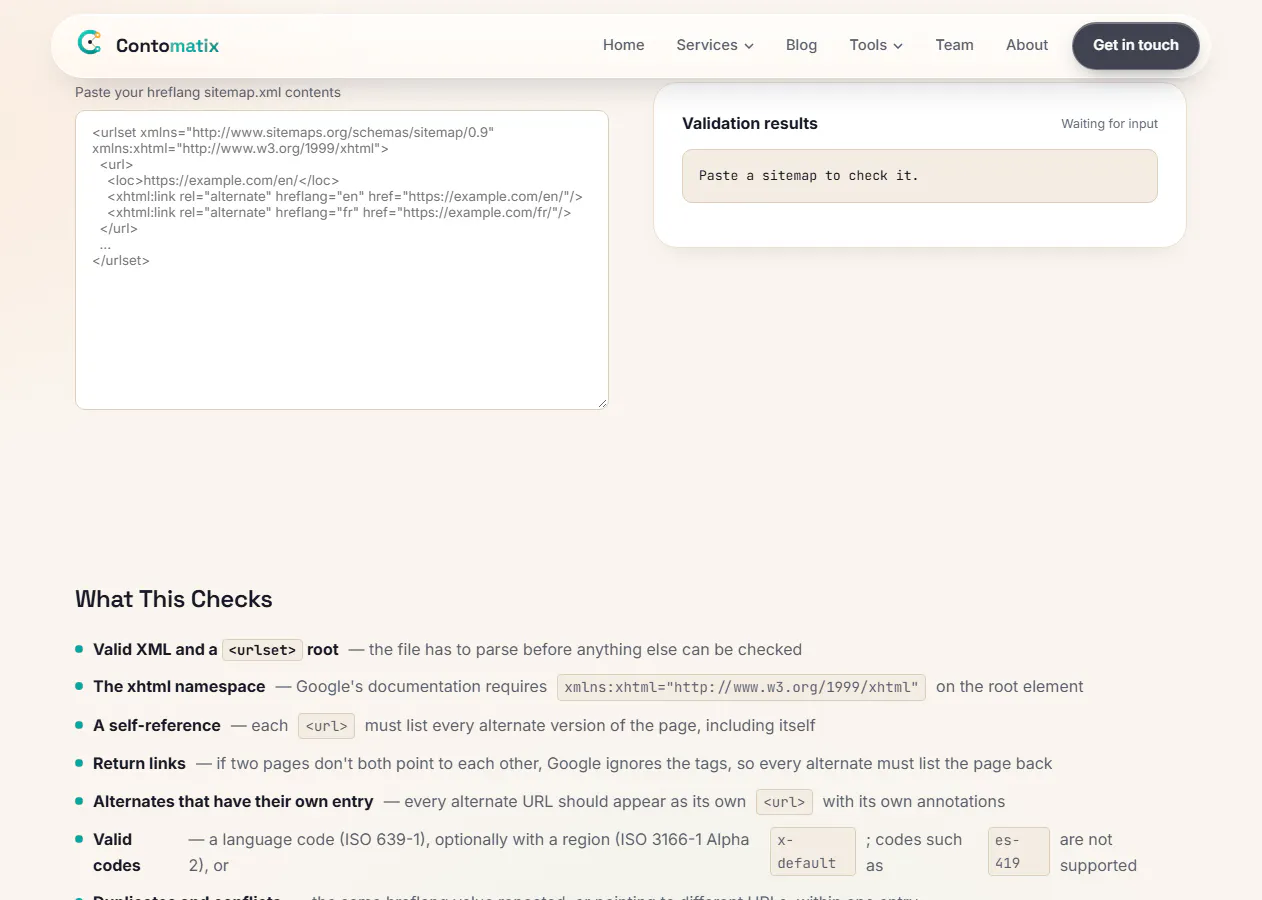 Contomatix Hreflang Sitemap Validator gallery image