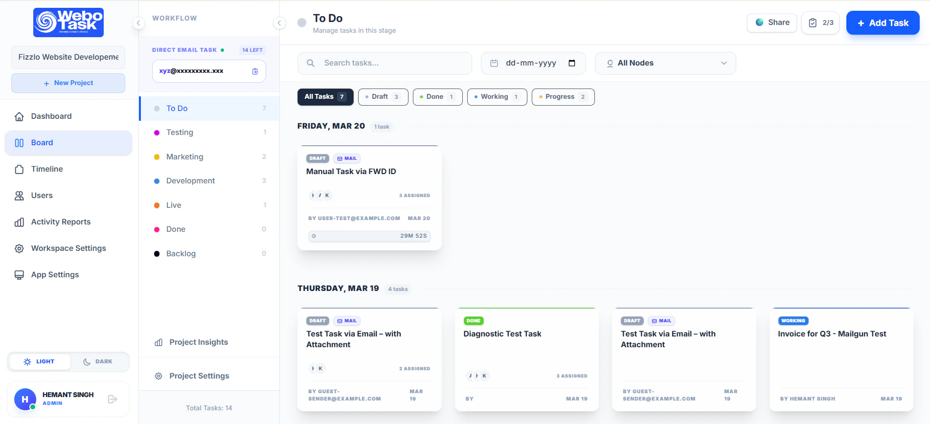 WeboTask – Email to Task & Projects screenshot 1
