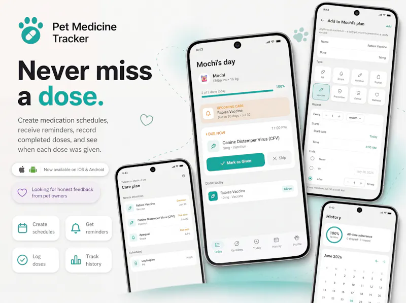 Pet Medicine Tracker screenshot 1