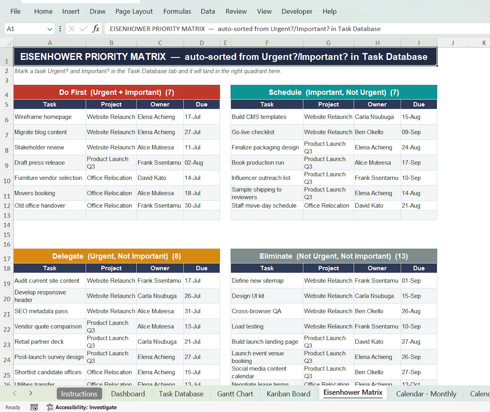 SigmaSheets Project Management Template screenshot 5