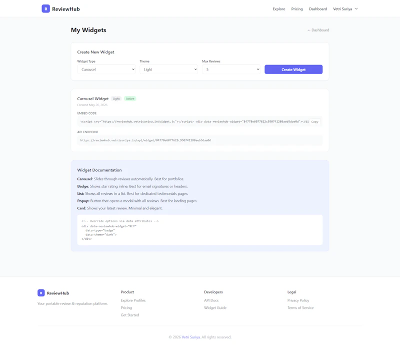 ReviewHub — Portable Reputation Platform screenshot 4