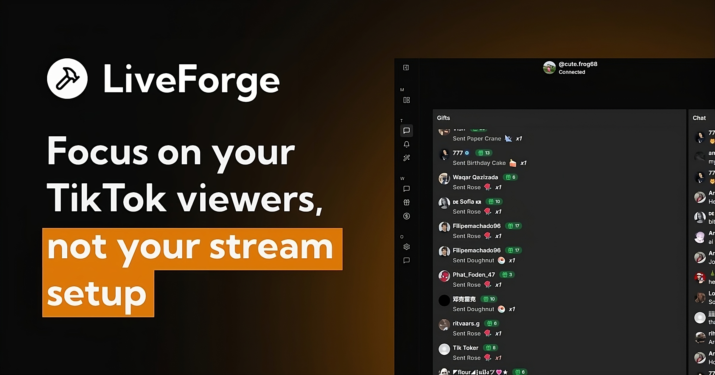 LiveForge - Konzentrieren Sie sich auf Ihre Tiktok -Zuschauer, nicht auf Ihr Stream -Setup Medien 1