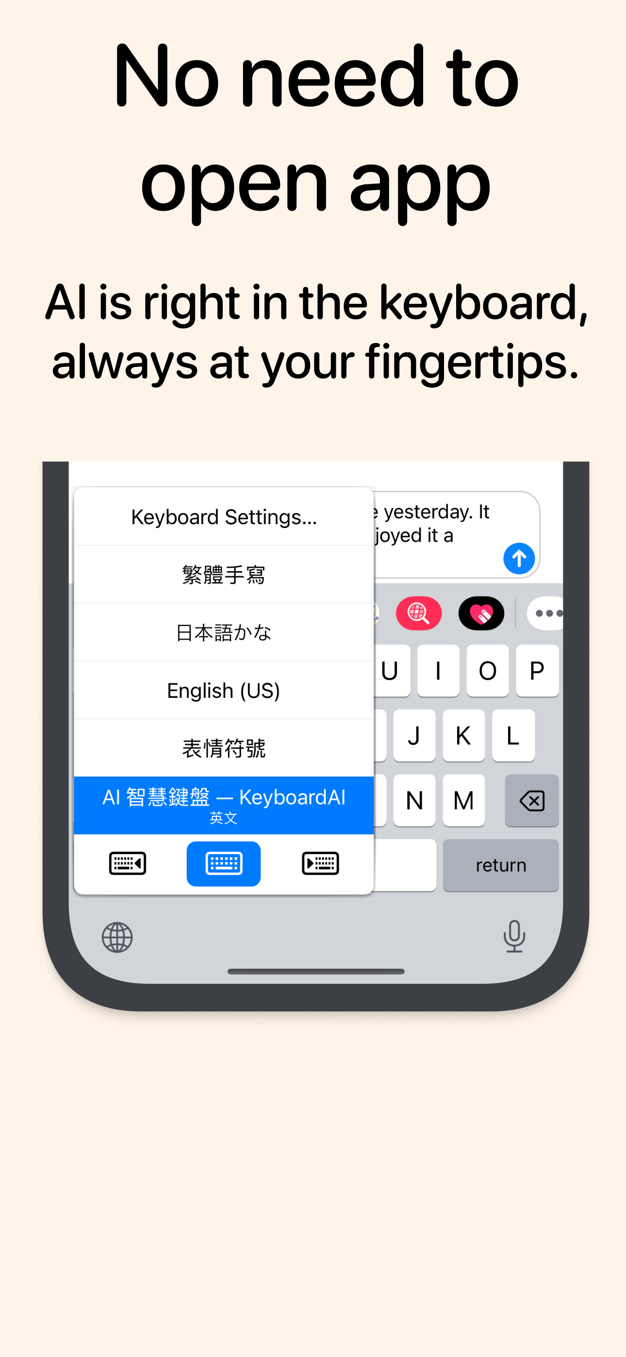 AIKEYBOARD - AI binnen iOS -toetsenbord media 1