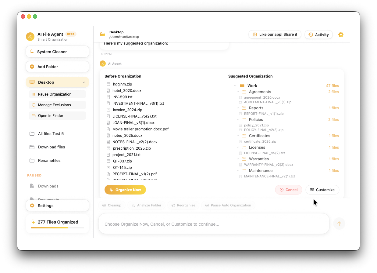 AI File Agent Organizer & System Cleaner gallery image