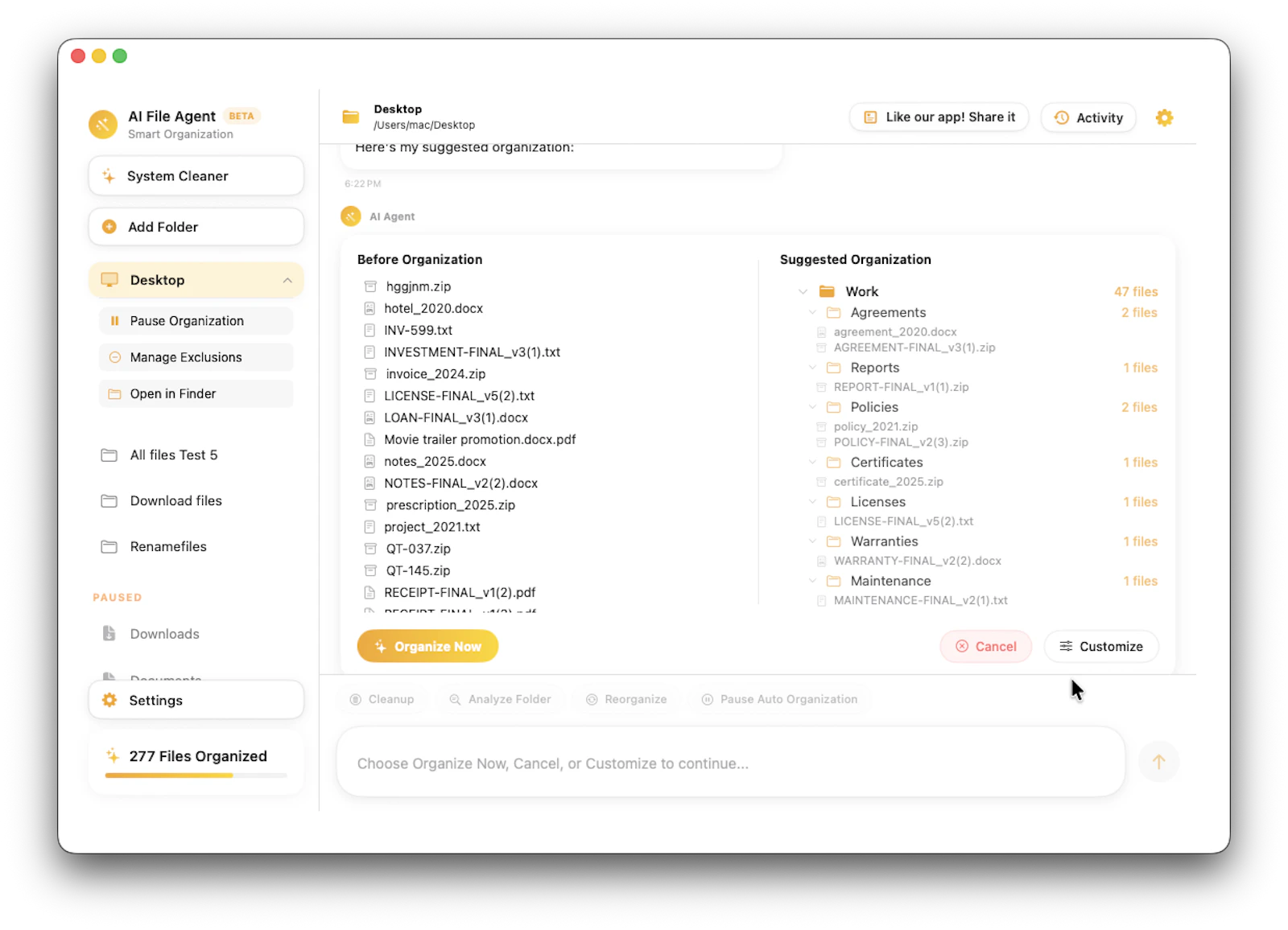 AI File Agent Organizer & System Cleaner screenshot 3