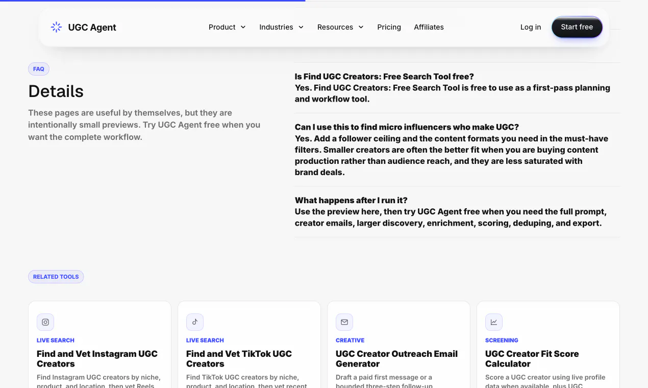 UGC Creator Search screenshot 2