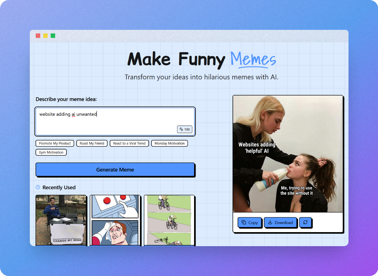 Make Funny Memes - Transform your ideas into hilarious memes with AI. media 2