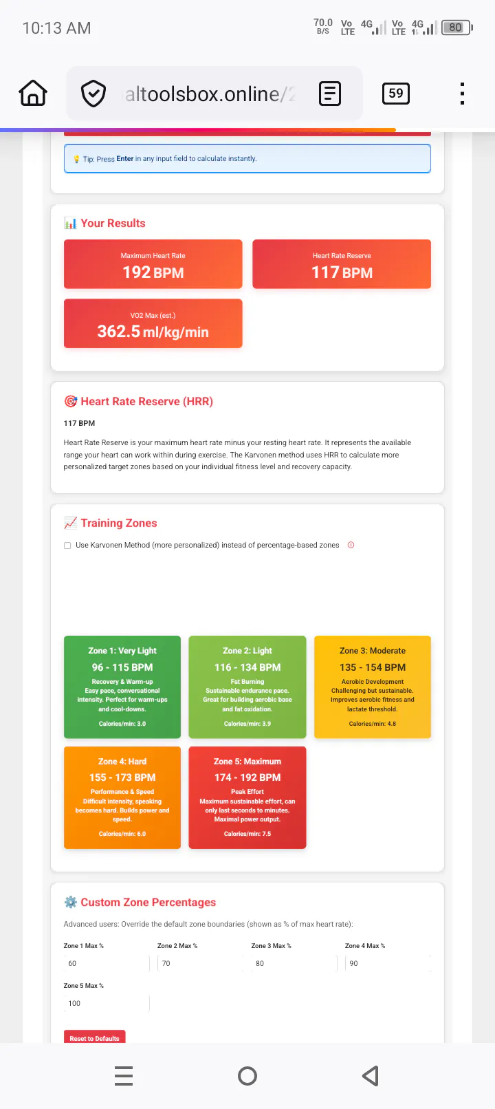Heart Rate Zone Calculator Pro screenshot