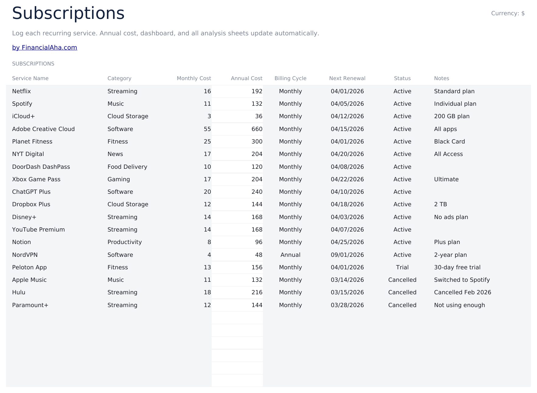 FinancialAha! Ultimate Spreadsheets gallery image