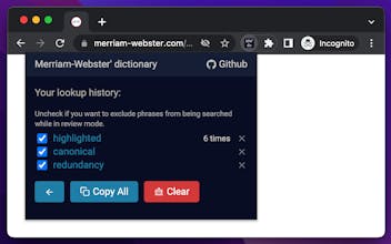 Merriam Webster Browser Extension gallery image