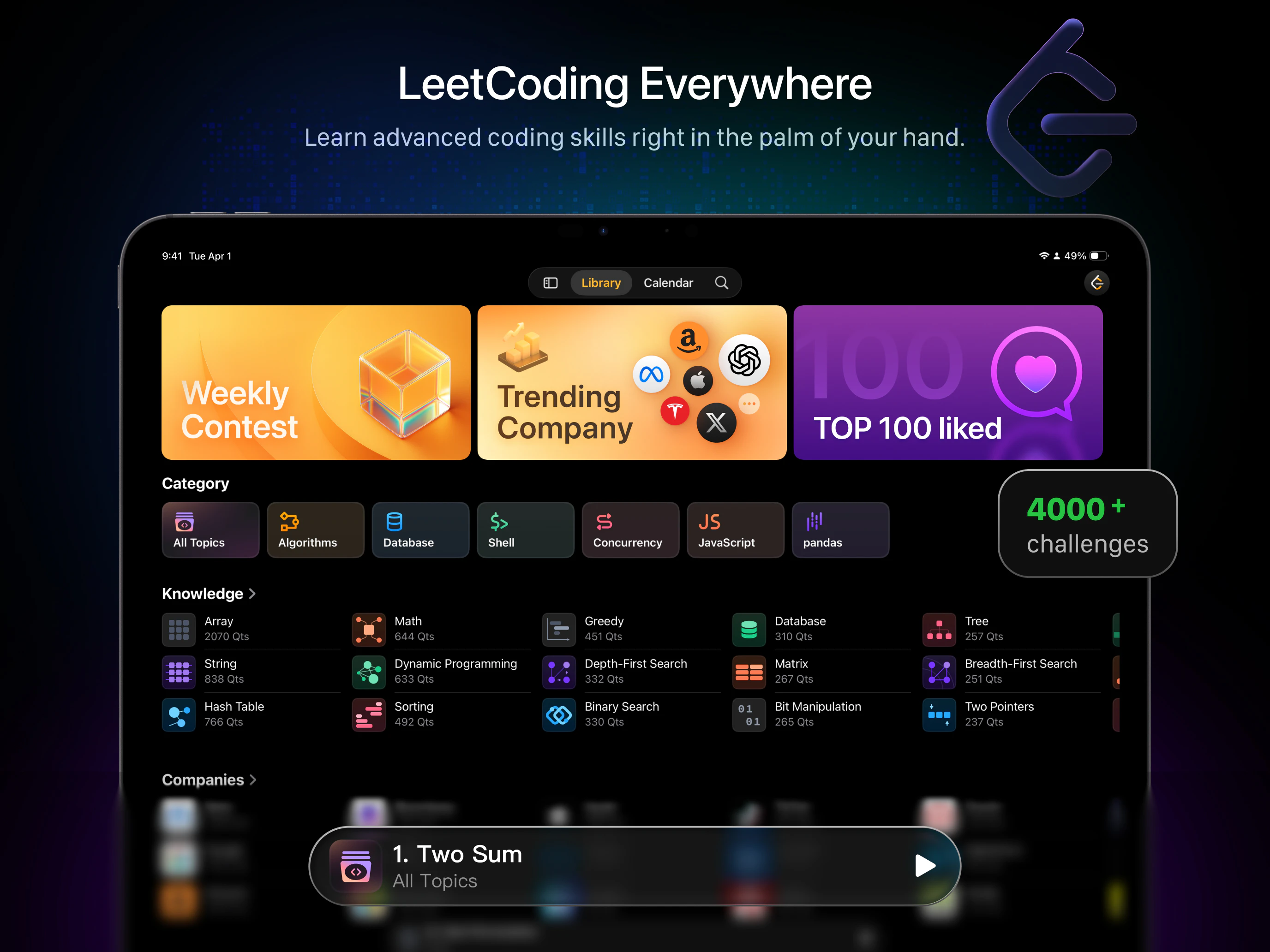 startuptile LeetCode App-LeetCode at Your Fingertips