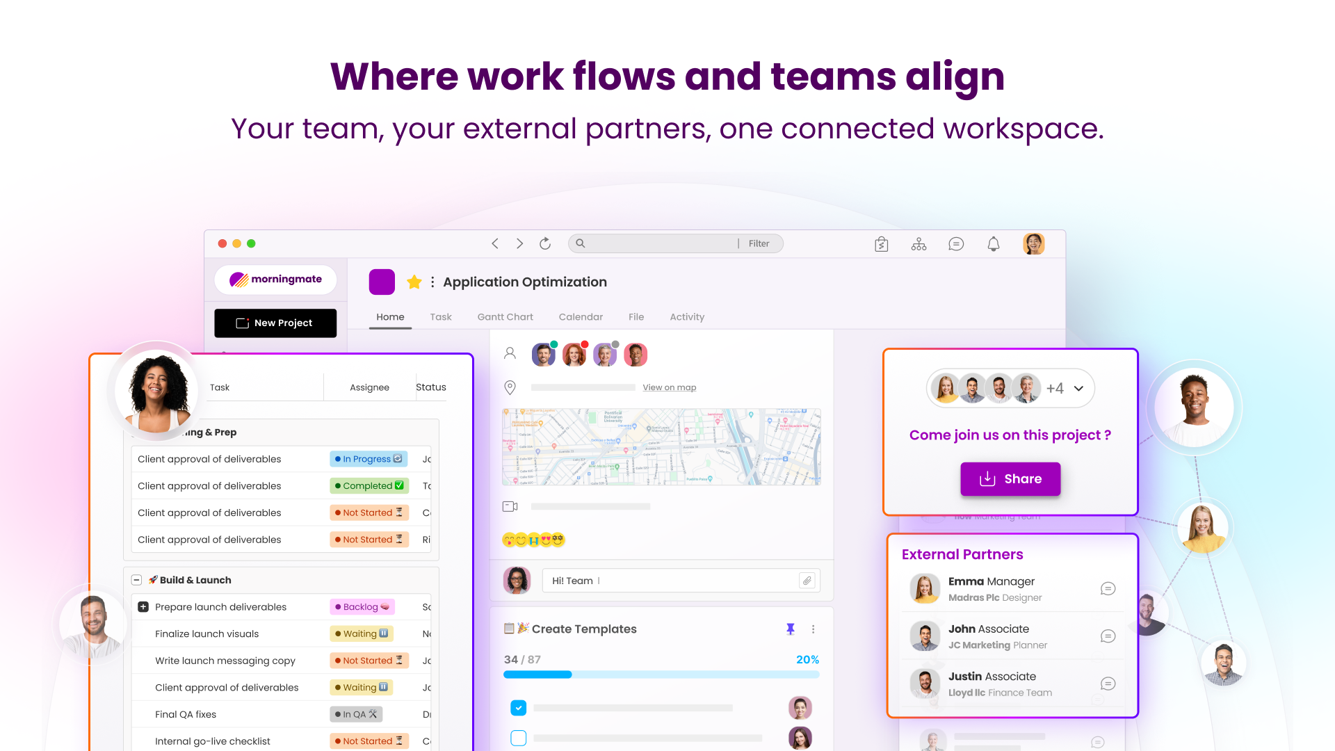 Mídia 2 de Morningmate 2.0 - Slack Asana, mas para equipes voltadas para o cliente