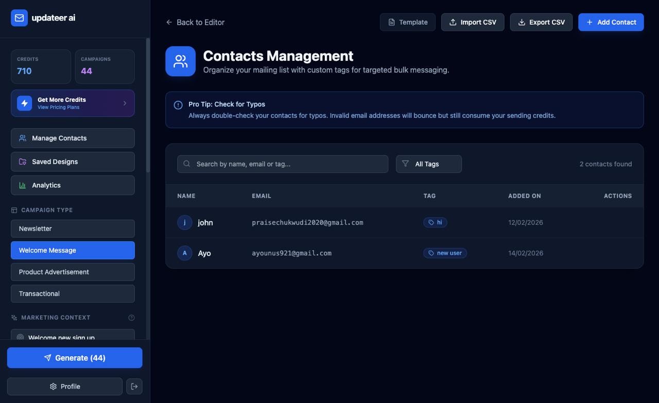 updateer ai - Screenshot 5 showing product features and functionality