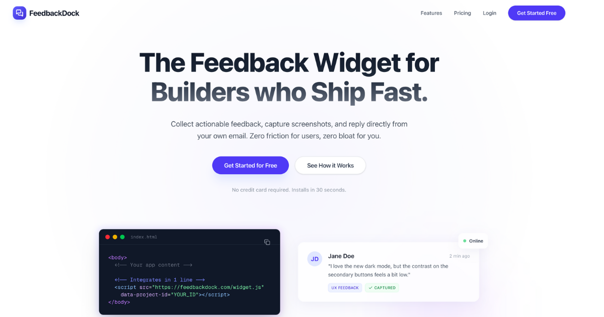 FeedbackDock - Main product screenshot demonstrating key features and user interface